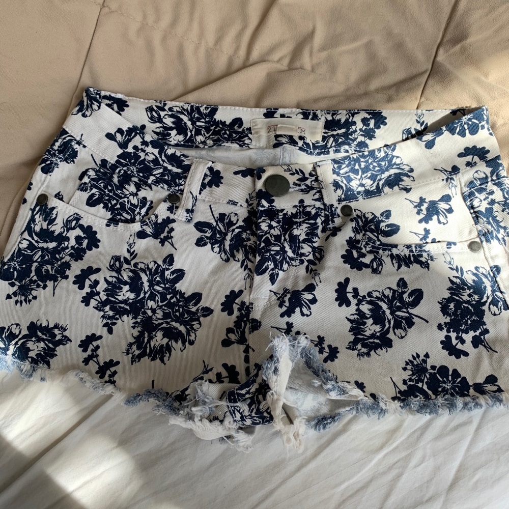 Floral jean shorts